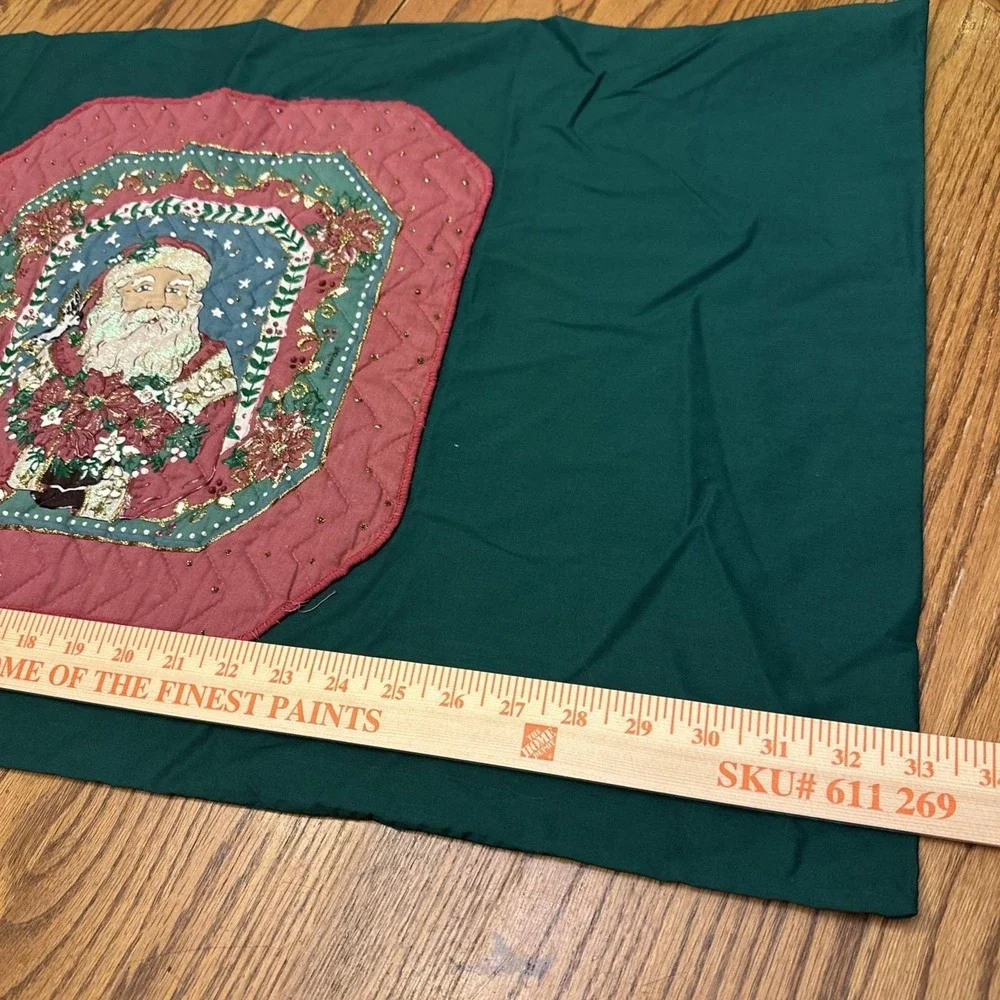Set Of Green Vintage‎ Canon Queen Pillowcases With Quilted Santa St. Nicholas